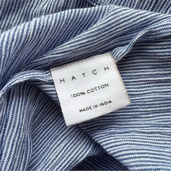 NWT HATCH Sarah Maternity Pinstripe Ruffle Midi Dress - Picture 8 of 9